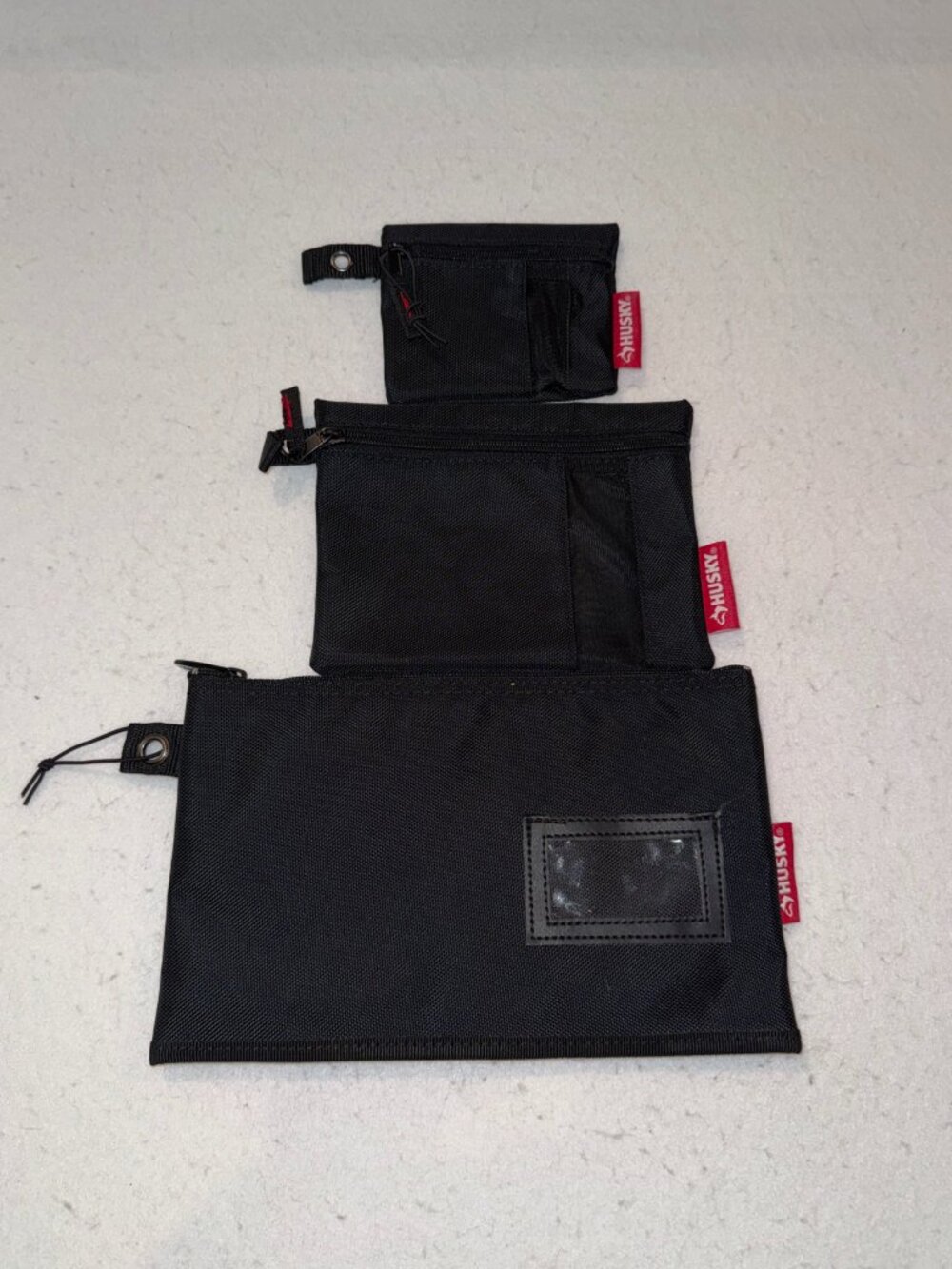 Husky Assorted Sizes Parts Organizer Pouch Bag Set of 3 Zipper Closure New